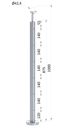 Nerezový sloup, vrchní kotvení, 6děrový, lanko, průchozí