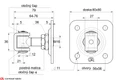 COMBI ARIALDO záves M16 s platňou 80 x 80 mm, otvárateľný 90°, nastaviteľný 1D, čiastočne pozinkovaný - slide 1