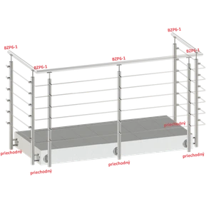 Nerezový sloup, boční kotvení, bez výplně, 6 řadový se závitem M6, vnější, vrch pevný, (ø 42.4x2mm), broušená nerez K320 /AISI304 - slide 2