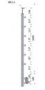 nerezový stĺp, bočné kotvenie, 6 radový priechodný, vnútorný, vrch pevný, (ø 42.4x2mm) brúsená nerez K320 /AISI304