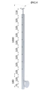 Nerezový sloup, boční kotvení, 8 děrový koncový na lanko, vrch pevný (ø 42.4x2mm), broušená nerez K320 /AISI304