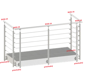 nerezový sloup, boční kotvení, 6 řadový průchozí, vnitřní, vrch pevný, (ø 42.4x2mm) broušená nerez K320 /AISI304 - slide 1