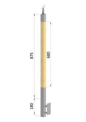 drevený stĺp, bočné kotvenie, bez výplne, vrch nastaviteľný (40x40mm), materiál: buk, brúsený povrch bez náteru - slide 0
