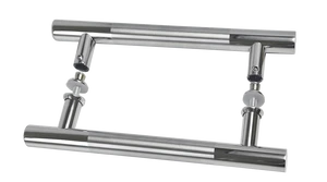 Nerezové madlo na dvere (296mm / ø 25mm), na sklo 8-12mm, leštená / brúsená nerez K320 /AISI304 - slide 1