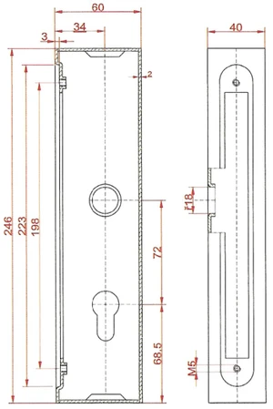 Kazeta 245 x 60 x 40 mm, na jekl 60x40 mm, se zámkem ZM72/50, rozteč 72 mm - slide 1