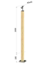 dřevěný sloup, vrchní kotvení, bez výplně, vrch nastavitelný (40x40mm), materiál: buk, broušený povrch s nátěrem BORI (bezbarvý)
