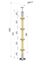 drevený stĺp, vrchné kotvenie, 4 radový, priechodný, rohový: 90°, vrch pevný (ø 42mm), materiál: buk, brúsený povrch s náterom BORI (bezfarebný)