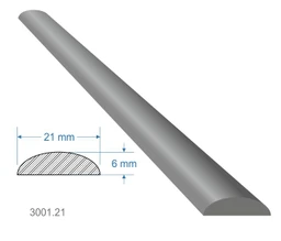 Pásovina oblá D, 21 x 6 x 2000 mm, měkká, cena za KUS (2m)