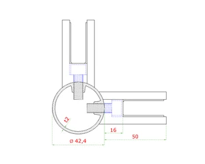 nerezový stĺp, vrchné kotvenie, výplň: sklo, rohový: 90°, vrch pevný (ø 42.4x2mm), brúsená nerez K320 /AISI316 - slide 3