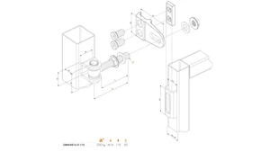 LOCINOX® GBMU4D16 navárací záves M16, otvárateľný 180°, nastaviteľný 3D, čiastočne pozinkovaný - slide 1