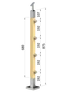 dřevěný sloup, vrchní kotvení, průchozí, 4 řadový, vrch nastavitelný (40x40mm), materiál: buk, broušený povrch s nátěrem BORI (bezbarvý)