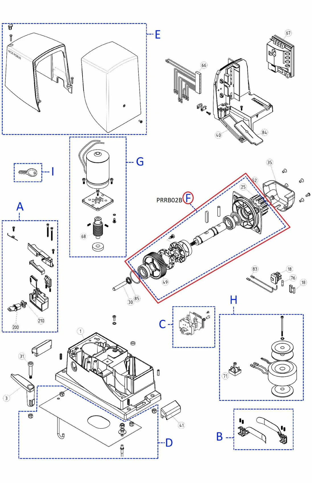 PRRB02B kit prevodovky pre RB1000/RO1000