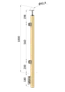 drevený stĺp, bočné kotvenie, výplň: sklo, koncový, ľavý, vrch pevný (40x40mm), materiál: buk, brúsený povrch s náterom BORI (bezfarebný)