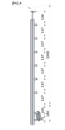 nerezový stĺp, bočné kotvenie, 6 radový priechodný, vnútorný, vrch pevný (ø 42.4x2mm), brúsená nerez K320 /AISI316