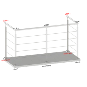 nerezový sloup, vrchní kotvení, 4 děrový, koncový, vrch pevný (ø 42.4x2m - slide 1