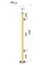 dřevěný sloup, vrchní kotvení, výplň: sklo, pravý, vrch pevný (ø 42mm), materiál: buk, broušený povrch s nátěrem BORI (bezbarvý)