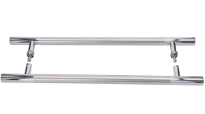 Nerezové madlo na dveře (600mm / ø 25mm), na sklo 8-12mm, leštěná / broušená nerez K320 /AISI304 - slide 1