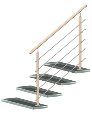 drevený stĺp, vrchné kotvenie, 5 radový, priechodný, vrch nastaviteľný (ø 42mm), materiál: buk, brúsený povrch s náterom BORI (bezfarebný) - slide 1