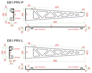 konzoly pro skleněný přístřešek - set pravá + levá strana, broušená nerez K320 /AISI304, použít držáky EB1-PRJ - slide 1