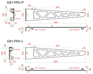 Konzoly pre sklenený prístrešok - set pravá + ľavá strana, brúsená nerez K320 /AISI304, - slide 1