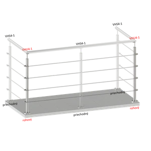 Nerezový sloup, vrchní kotvení, 4řadový rohový: 90° - slide 1