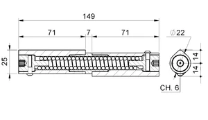 samozatvárací pánt dvojdielny H - 150mm, navárateľný, sila zatvárania nastaviteľná pružinou (ľavý) - slide 1