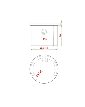 Ukončenie - zátka (ø 42.4x1.5mm) na madlo EB1-HM42, lepený spoj, brúsená nerez K320 /AISI304 - slide 1