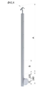 Nerezový stĺp, bočné kotvenie, 4 radový M6, vnútorný, vrch nastaviteľný