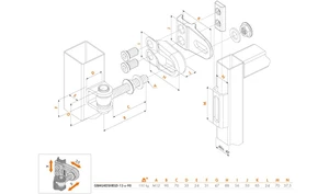 LOCINOX® GBMU4DSHIELD navárací záves M12, otvárateľný 180°, nastaviteľný 3D, zvýšená bezpečnosť, čiastočne pozinkovaný - slide 1