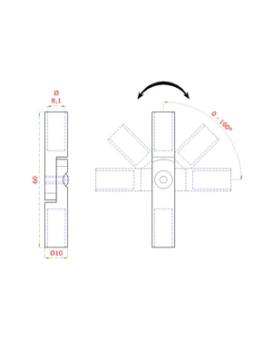 Spoj nastavitelný ø 8mm (0-100°) s kloubem, broušená nerez K320 /AISI304 - slide 1