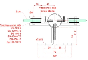 nerezový stĺp, bočné kotvenie, výplň: sklo, priechodný, vrch nastaviteľný (ø 42.4x2mm), leštená nerez /AISI304 - slide 4