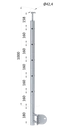 nerezový stĺp, bočné kotvenie rohové, 5 dierový, rohový:90°, vrch pevný (ø 42.4x2mm), brúsená nerez K320 /AISI304