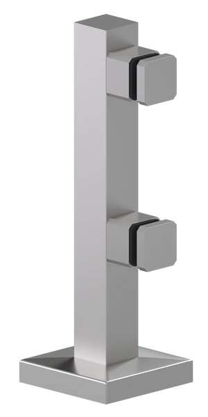 Nerezový stĺpik na sklo s dvomi svorkami ø40mm, celková výška: 325mm, pre sklo: 6-16mm brúsená nerez K320 / AISI 304. (Balenie obsahuje gumičky na sklo) - slide 0
