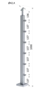 nerezový stĺp, vrchné kotvenie, 6 radový priechodný, vrch nastaviteľný (40x40 mm), brúsená nerez K320 /AISI304