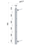 Nerezový sloup na francouzský balkón, boční kotvení, 5 dírový, pravý, vrch pevný, (40x40x2.0 mm), broušená nerez K320 /AISI304