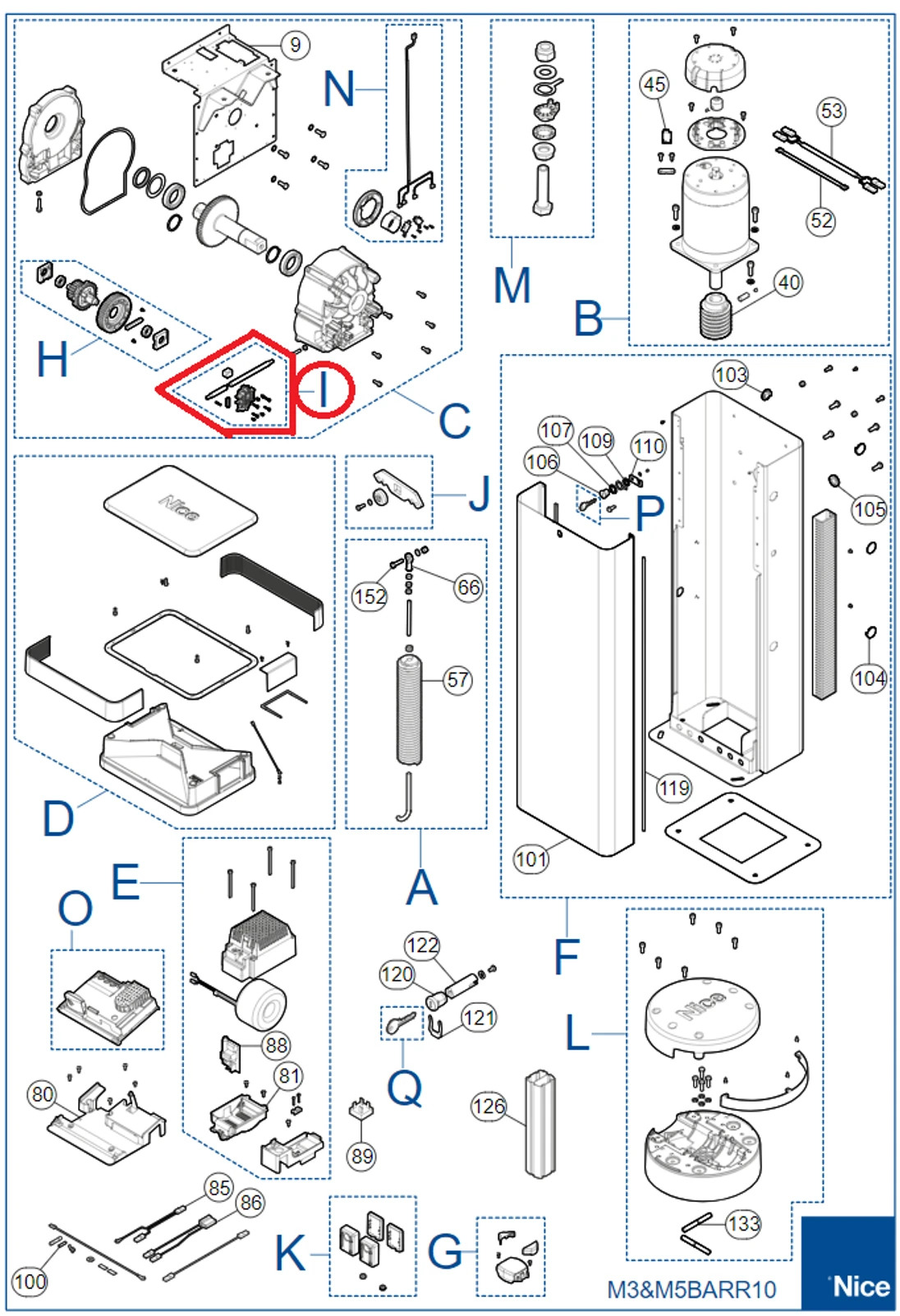 SPAMG087A00A zostava prevodov pre M-BAR