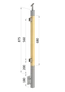 dřevěný sloup, boční kotvení, výplň: sklo, levý, vrch nastavitelný (40x40mm), materiál: buk, broušený povrch s nátěrem BORI (bezbarvý)