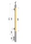 drevený stĺp, bočné kotvenie, výplň: sklo, ľavý, vrch nastaviteľný (40x40mm), materiál: buk, brúsený povrch s náterom BORI (bezfarebný)