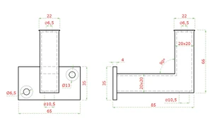 Držák madla na stěnu (58x72mm), broušená nerez K320 / AISI304 - slide 1