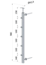 nerezový stĺp na francúzsky balkón, bočné kotvenie, 5 radový pravý, vrch pevný, (ø 42.4x2mm), brúsená nerez K320 /AISI304