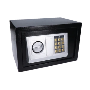 Nábytkový elektronický trezor (310x200x200mm), tloušťka: dveří 3mm, tělo 1mm, vnitřní rozměry 305x140x195mm, barva: černá, balení obsahuje 4x baterie a kotvy do stěny - slide 0