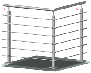 Nerezový sloup, vrchní kotvení, 6řadový rohový - slide 1