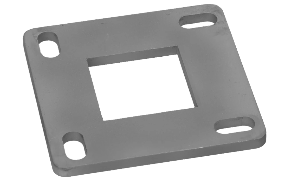 Kotvící plotna (90x90mm), otvor: 40.1x40.1mm, broušená nerez K320 /AISI304