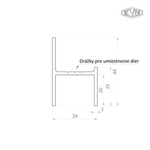 UT profil 29x44x6000mm, materiál EN AW-6060 T66, prírodný hliník bez povrchovej úpravy, cena za KUS - slide 1