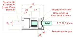 svorka skla plochá (45x45x27mm) so spodnou podložkou pre sklo 6-12.76mm, brúsená nerez K320 /AISI304, balenie neobsahuje gumičky na sklo - slide 4