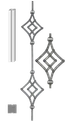 DOPRODEJ Tyč 950x180mm, tloušťka 12x12mm, ornament nýtovaný 12x6mm
