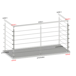 Nerezový sloup, vrchní kotvení, 6 řadový, rohový: 90°, vrch pevný (ø42,4x2 mm), broušená nerez K320 / AISI304 - slide 1