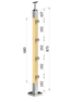 drevený stĺp, vrchné kotvenie, priechodný, 4 radový, vrch pevný (40x40mm), materiál: buk, brúsený povrch s náterom BORI (bezfarebný)