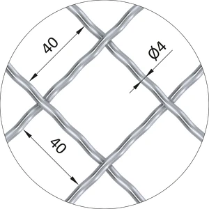 Rebierkové pletené sito - vzor Diamant, oko: 40x40mm, priemer pletiva 4mm, rozmer 1000x2000mm, žiarovo pozinkované - slide 1