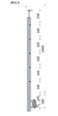 Nerezový sloup, boční kotvení, 5 děrový koncový, pravý, vrch pevný (ø 42,4x2 mm), leštěná nerez / AISI304